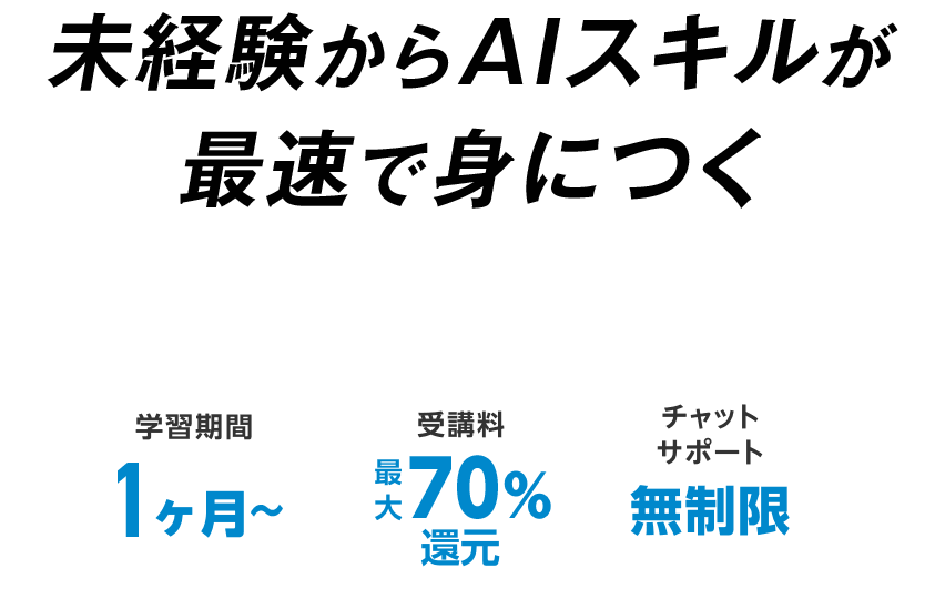 未経験からAIスキルが最速で身につく生成AI/プログラミングスクール